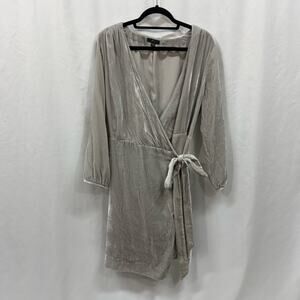 J. Crew Drapey Gray Velvet Velour Wrap Dress V-Neck Plus Size 18